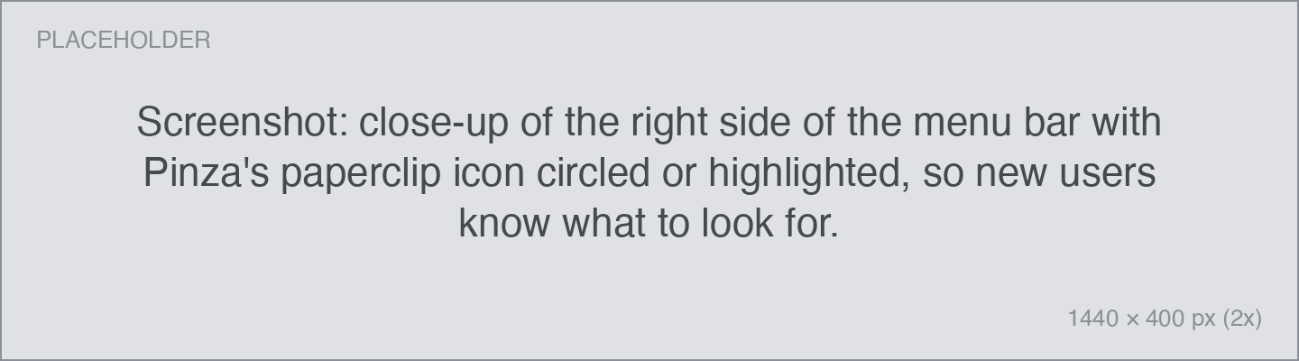 close-up of the right side of the menu bar with Pinza's paperclip icon circled or highlighted, so new users know what to look for.